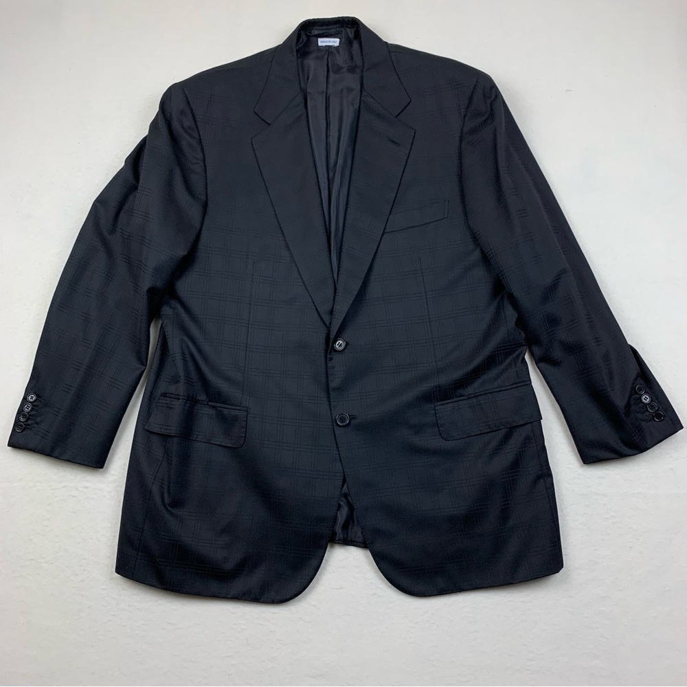 Brioni Blazer Mens 44R Black Windowpane Plaid Super 180s Wool Jacket Sport Coat